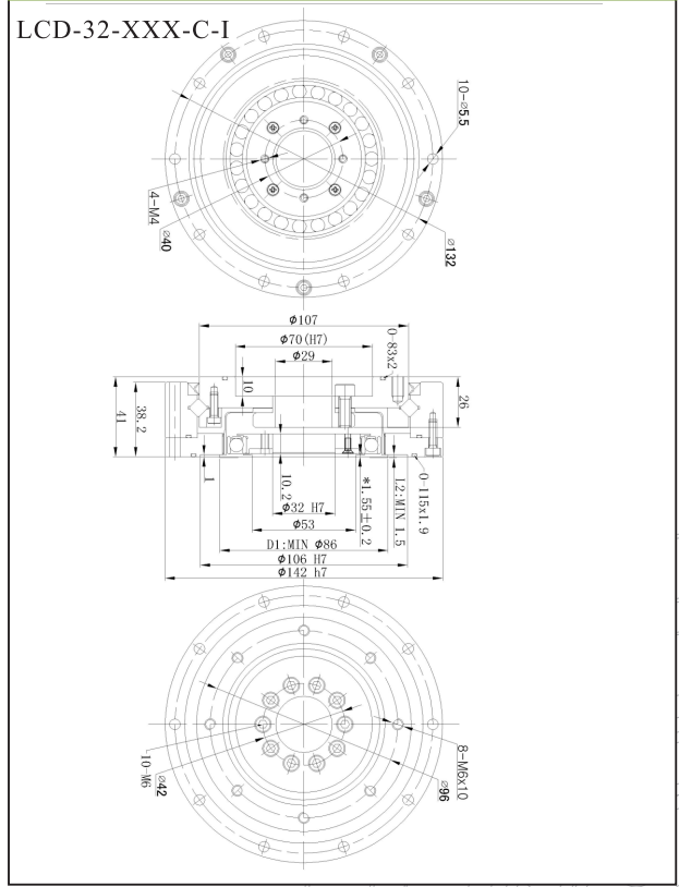 LCD32諧波減速機(jī)尺寸圖