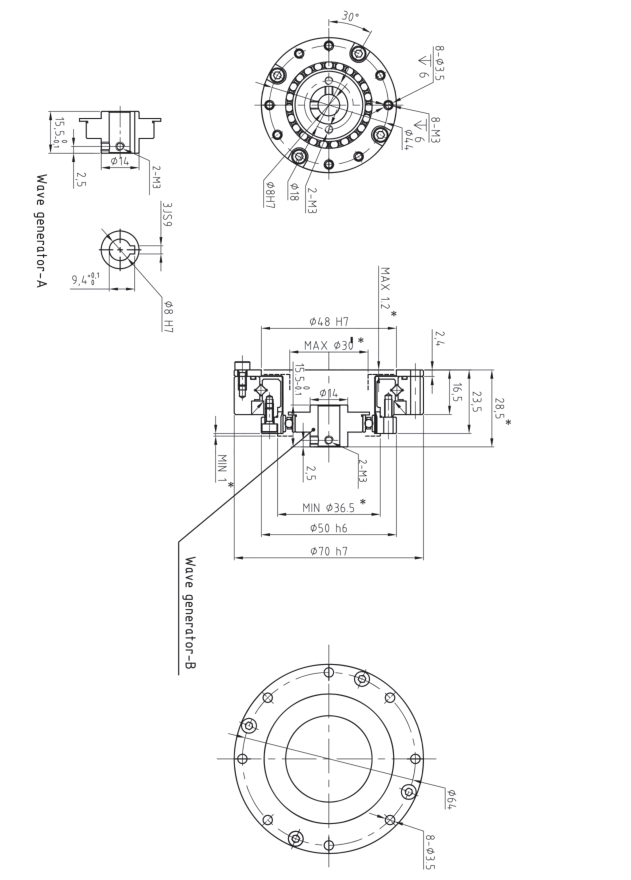 LHT14諧波減速機圖紙