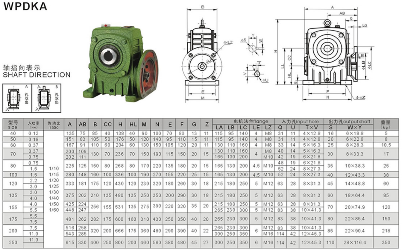 WPDKA減速機(jī)尺寸圖紙