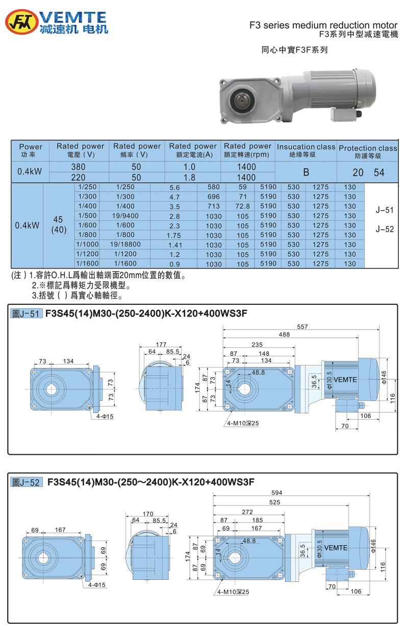 標(biāo)準型大速比帶電機0.4KW-實心軸