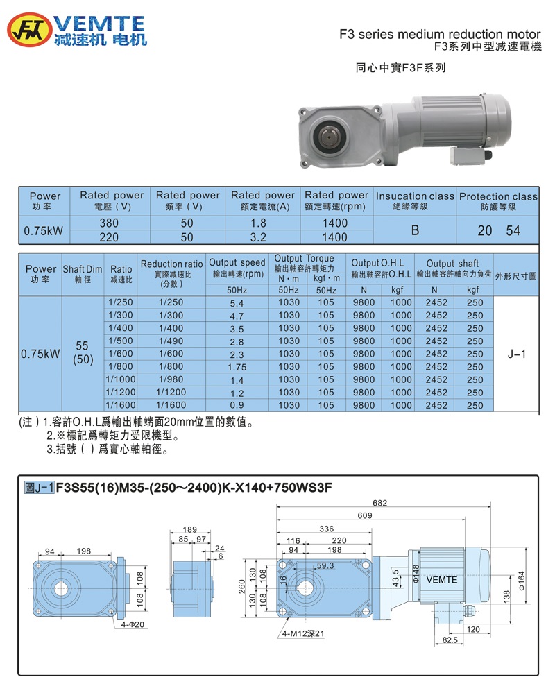 標(biāo)準型大速比帶電機0.75KW-實心軸